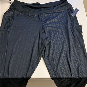 Tahari Sport Black Patterned Leggings 3X